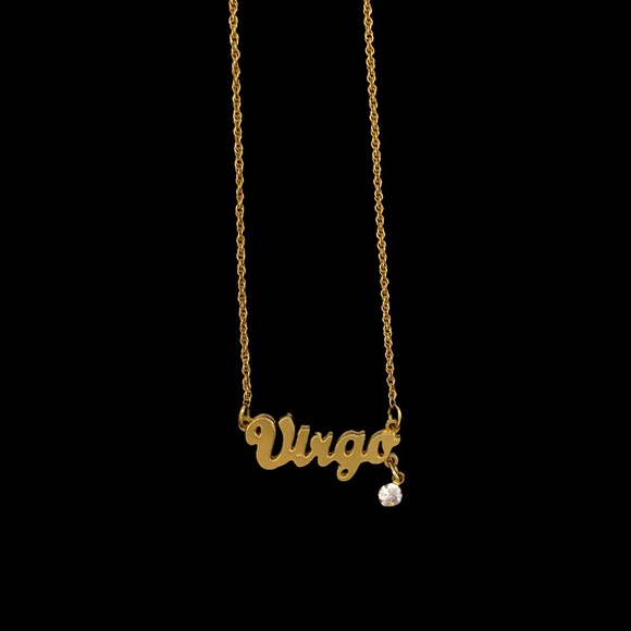 Vintage AVON SP Gold Tone Virgo Pendant with Rhinestone Charm Necklace - Picture 3 of 8